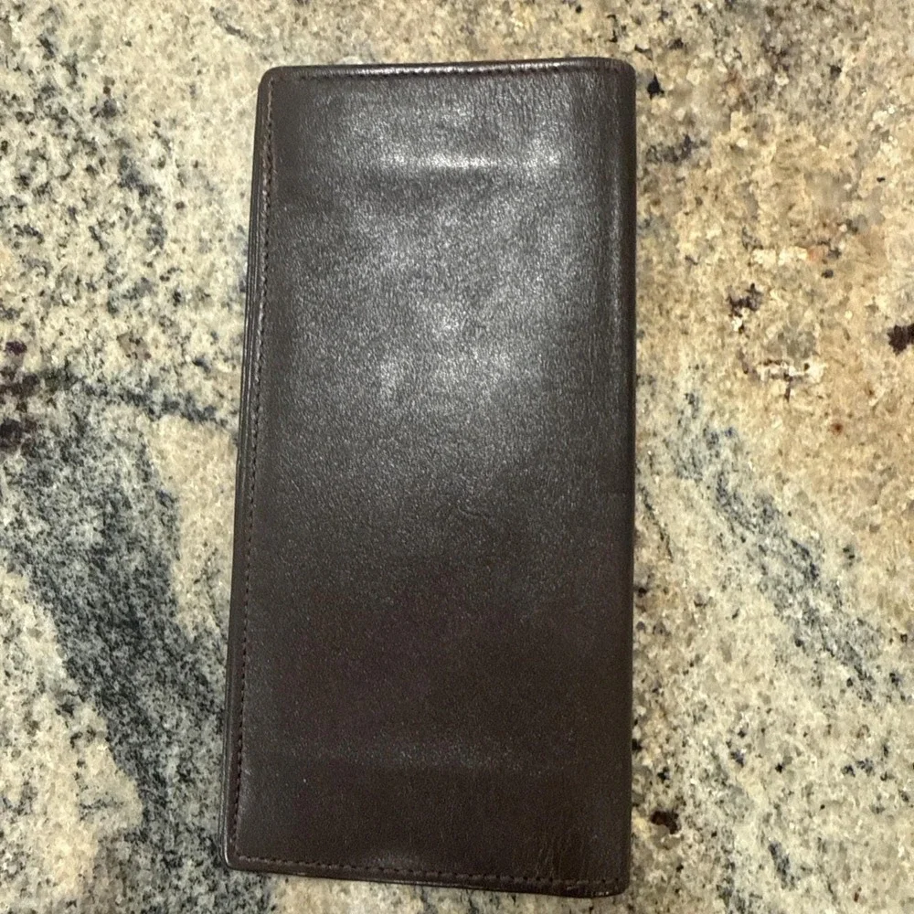 90s Christian Dior Long Wallet Cash Holder Genuine Leather Brown